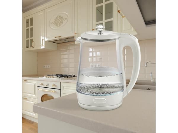 Maestro MR-052-Hvit Elektrisk vannkoker i glass, hvit, 1,7 l