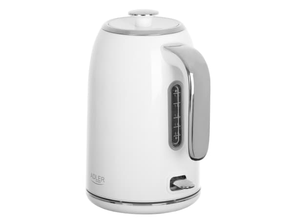 Adler AD 1341, 1,7 l, 2200 W, Hvit, Rustfritt stål, Justerbar termostat, Vannivåindikator