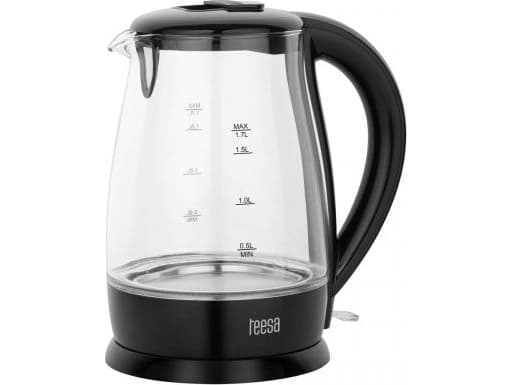 TEESA vannkoker, glass, 2200 W, sort, 1,7 L