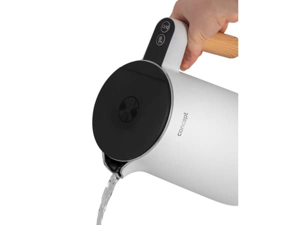 Concept RK3300, 1,5 l, 2200 W, Hvit, Plast, Rustfritt stål, Justerbar termostat, Trådløs