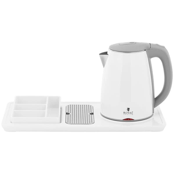 Royal Catering Vattenkokare med serveringsbricka -1,2 l - 1800 W - vit - Royal Catering