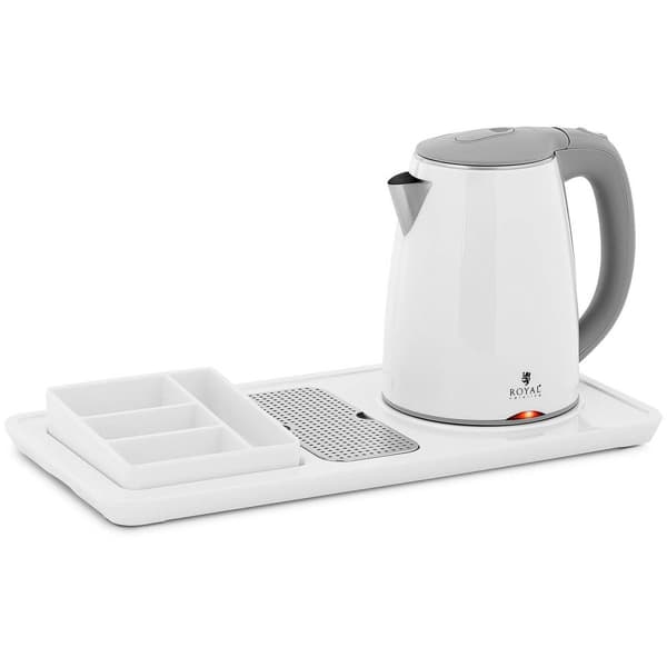 Royal Catering Vattenkokare med serveringsbricka -1,2 l - 1800 W - vit - Royal Catering