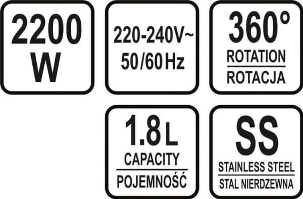 Vannkoker Yato LUND ELEKTRISK GLASSKANTEL LED 1,8L