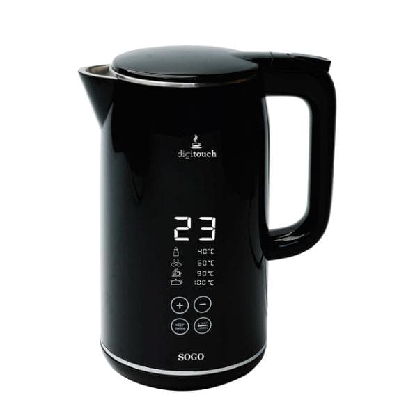 Vattenkokare med temperaturkontroll - Retro - Justerbar temperatur - Rostfritt stål - 1,7 liter - Svart