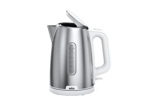 Braun WK 1500, 1,7 L, 2200 W, Ruostumaton teräs, Valkoinen, Veden tason ilmaisin, Ylikuumenemissuoja