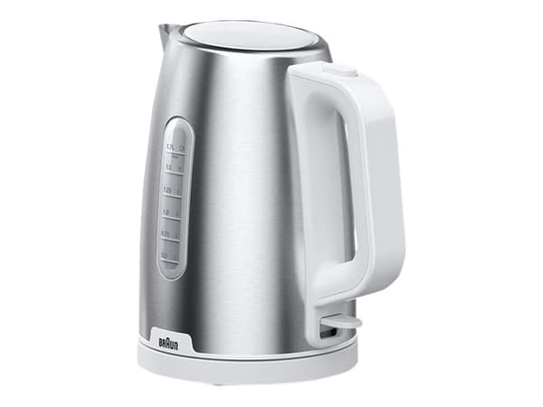 Braun WK 1500, 1,7 L, 2200 W, Ruostumaton teräs, Valkoinen, Veden tason ilmaisin, Ylikuumenemissuoja