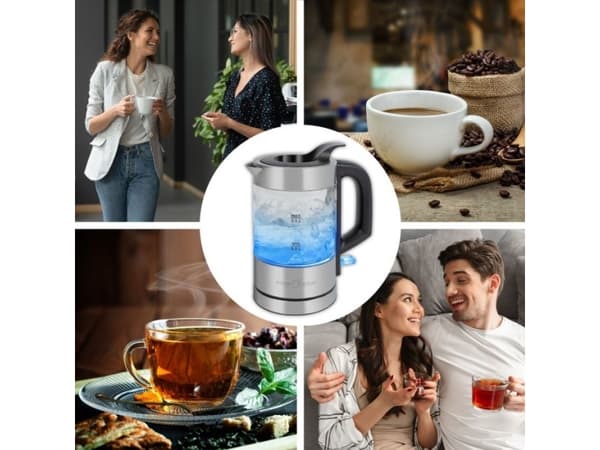 ProfiCook PC-WKS 1228 G, 0,5 L, 1100 W, Ruostumaton teräs, Läpinäkyvä, Lasi, Ruostumaton teräs, Veden tason ilmaisin, Johdoton