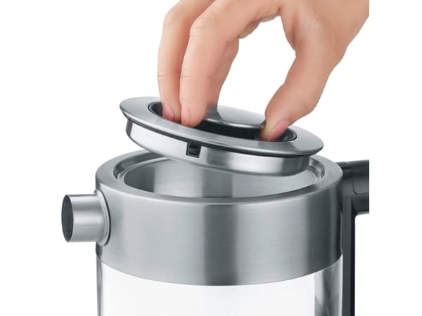 Graef WK300, 1 l, 2000 W, Svart, Rostfritt stål, Transparent, Glas, Vattennivå indikator, Överhettningsskydd