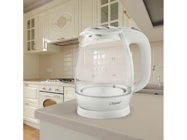Feel-Maestro MR-063-WHITE, 1,7 l, 2200 W, Vit, Glas, Vattennivå indikator, Överhettningsskydd