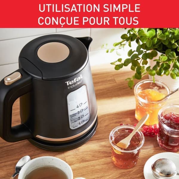 Bouilloire électrique INCLUDEO 1 L, Enkel och praktisk användning, Ergonomiskt handtag KI533811
