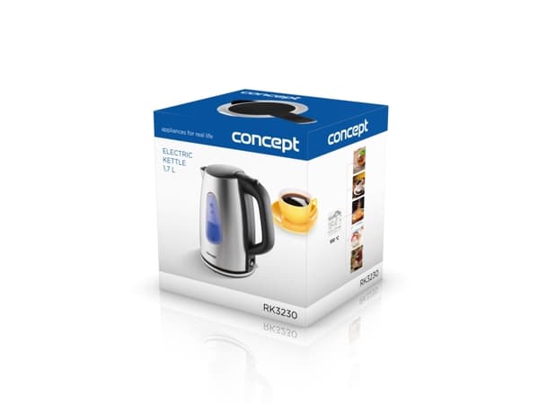 Concept RK3230, 1,7 l, 1850 W, Sort, Rustfritt stål, Rustfritt stål, Vannivåindikator