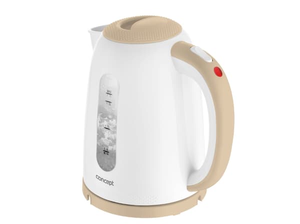 Concept RK2331, 1,7 l, 2200 W, Beige, Hvit, Plast, Vannivåindikator, Overopphetingsbeskyttelse