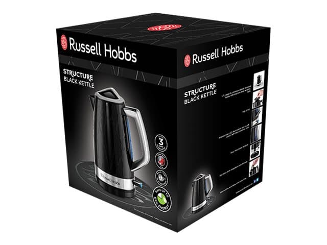 Russell Hobbs Structure 28081-70 - Vattenkokare - 1.7 liter - 2.4 kW - gloss black with stainless steel accents