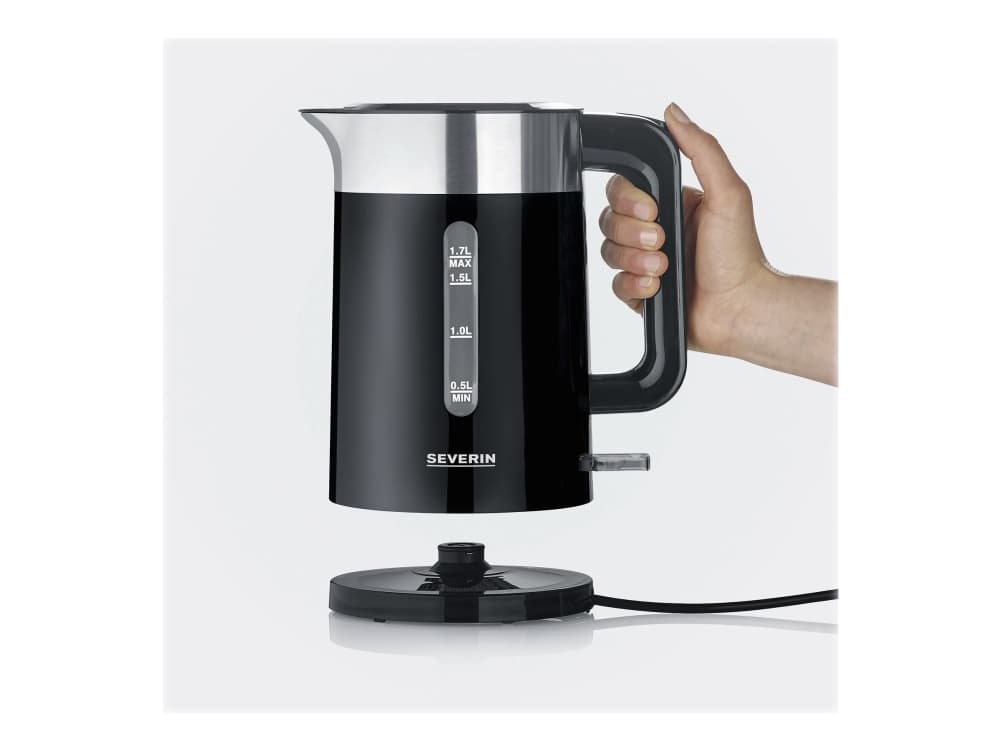 SEVERIN WK 9265 - Vattenkokare - 1,7 liter - 2,2 kW - borstat rostfritt stål/svart