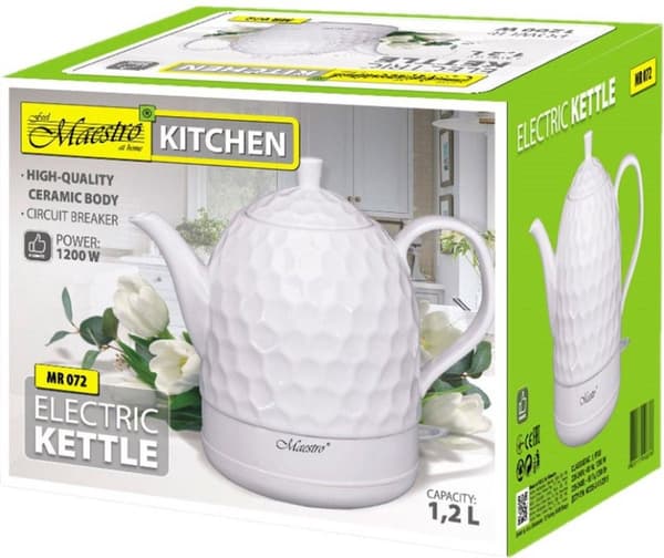 Feel-Maestro MR-072 vattenkokare 1,2 L Vit 1200 W