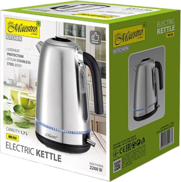 Maestro MR-050 Vattenkokare med belysning, silver 1,7 L