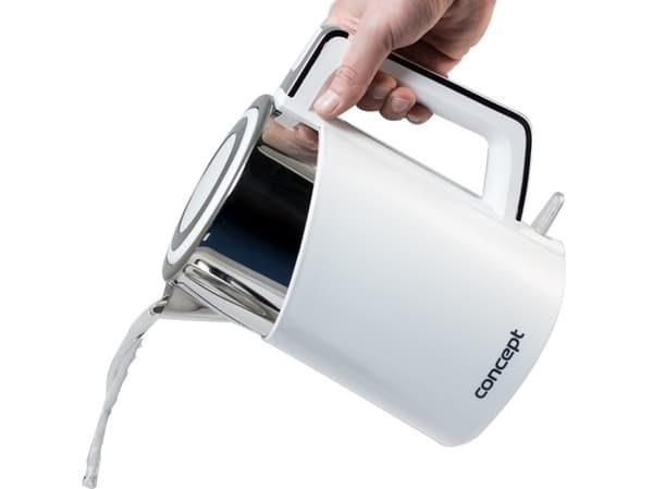 Concept RK3170, 1,7 l, 2200 W, Rostfritt stål, Vit, Plast, Rostfritt stål, Justerbar termostat, Vattennivå indikator