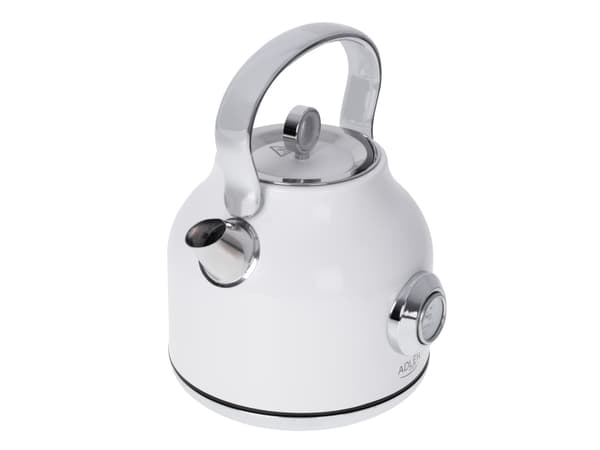 Adler vedenkeitin lämpömittarilla AD 1346w Sähköinen, 2200 W, 1,7 l, ruostumatonta terästä, 360° kääntyvä jalusta, valkoinen (AD 1346 WHITE)