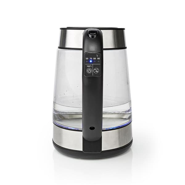 Nedis Elkedel | 1.7 l | Glas | Gennemsigtig | 60,70,80,90,100 °C | Temperaturindikator | Drejelig 360 grader | Skjult varmeelement | Strix®-controller