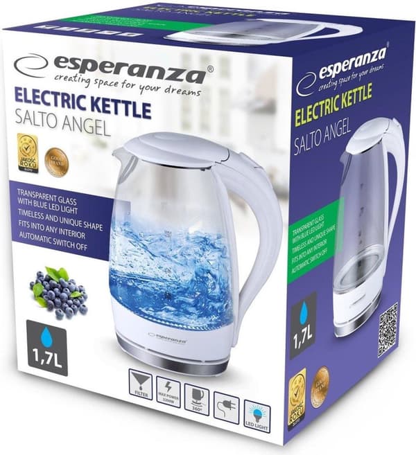 Esperanza EKK011W Elkedel 1,7 L Hvid, Flerfarvet 2200 W