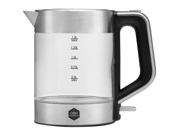 OBH Nordica Venice Glass, 1,5 l, 2200 W, Rustfritt stål, Gjennomsiktig, Vannivåindikator, Trådløs, Filtrering