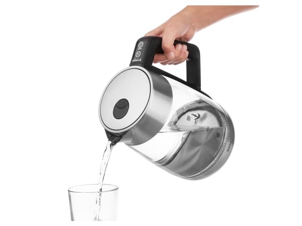 Sencor SWK 1890SS, 1,8 l, 2200 W, Svart, Rostfritt stål, Transparent, Glas, Metall, Plast, Justerbar termostat, Vattennivå indikator