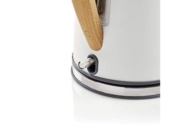 Nedis KAWK510EWT, 1,7 l, 2200 W, Hvit, Rustfritt stål, Vannivåindikator, Trådløs