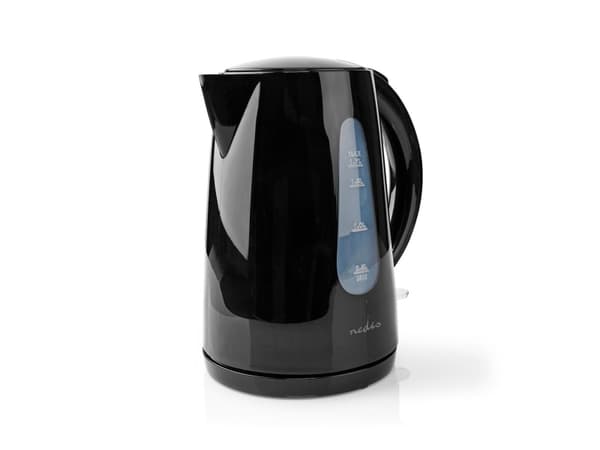 Nedis KAWK130EBK, 1,7 l, 2200 W, Svart, Plast, Vattennivå indikator, Sladdlös
