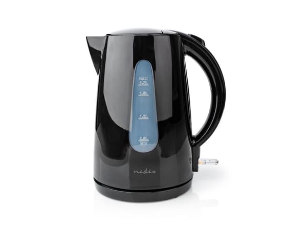 Nedis KAWK130EBK, 1,7 l, 2200 W, Svart, Plast, Vattennivå indikator, Sladdlös