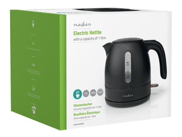 Nedis - Vattenkokare - 1 liter - 2.2 kW - matt black