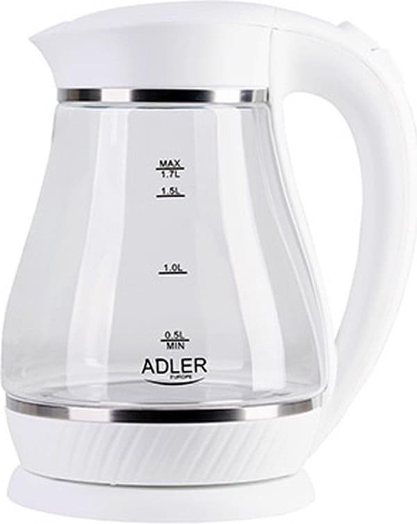 Adler AD 1274 B vedenkeitin 1,7 L valkoinen, läpinäkyvä 2200 W