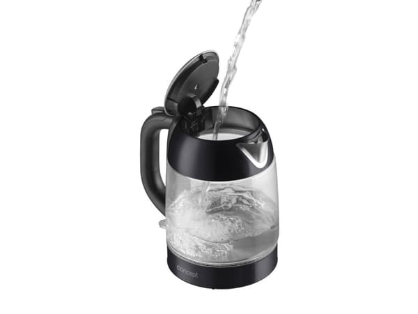 Concept RK4082, 1,7 l, 2200 W, Sort, Rustfritt stål, Glass, Rustfritt stål, Vannivåindikator