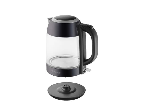 Concept RK4082, 1,7 l, 2200 W, Sort, Rustfritt stål, Glass, Rustfritt stål, Vannivåindikator