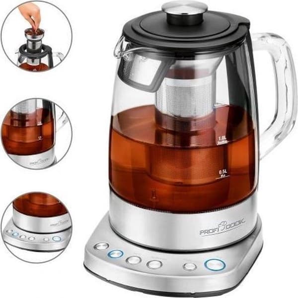 ProfiCook WKS 1167G - 2-i-1 vattenkokare och tebryggare - 1,5 liter - 2200 W - WiFi