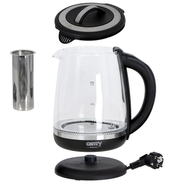 Vattenkokare Adler CR 1290 Svart Glas 2200 W 2 L