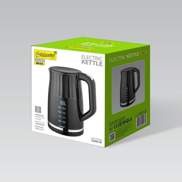 Vedenkeitin Feel Maestro MR-049 Musta Läpinäkyvä 2200 W 1,7 L