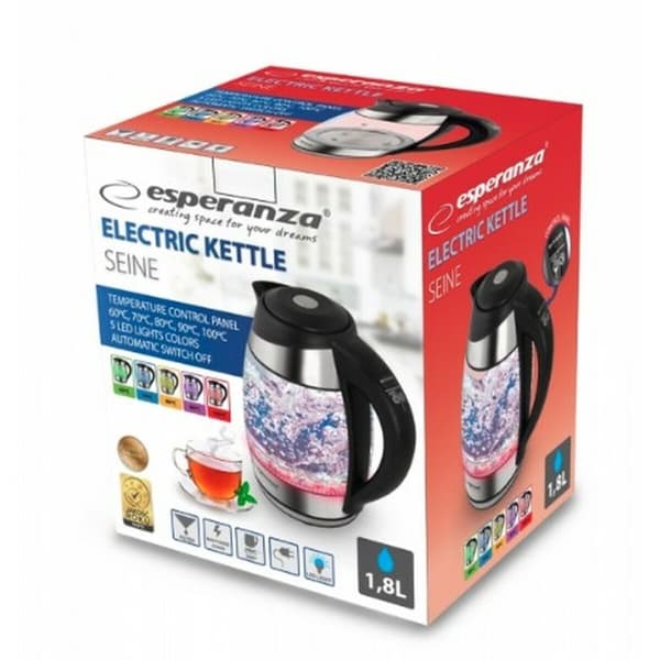 Kedel Esperanza EKK026 Sort Multifarvet Glas polypropylen Plastik 2200 W 1,7 L