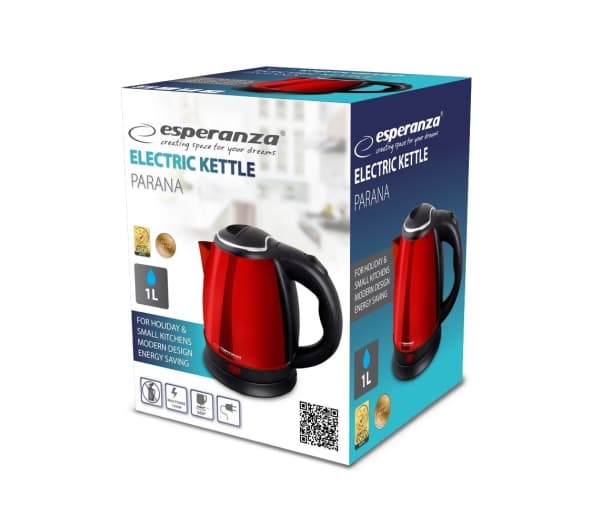 Esperanza EKK128R vedenkeitin Parana 1L musta, punainen 1350 W