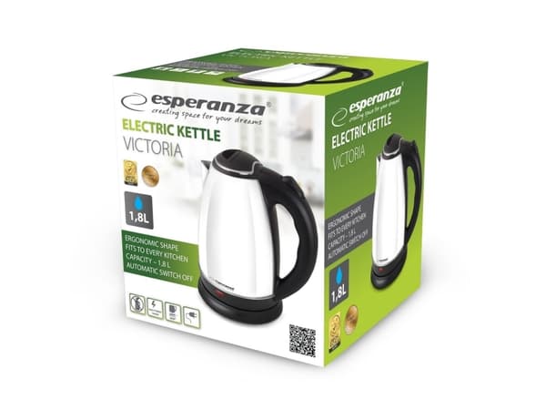 Esperanza EKK113W Vedenkeitin 1,8 L Musta, valkoinen 1800 W