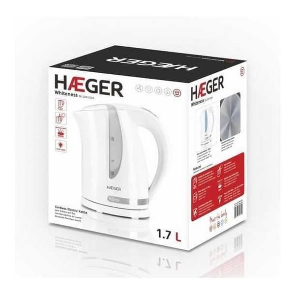 Vattenkokare - Haeger - Whiteness - 2200 W - 1,7 L - Sladdlös hällning