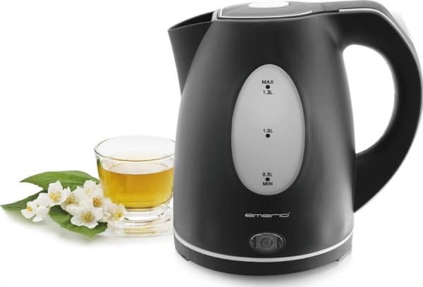 Emerio vannkoker, 1,3L, vannstandsindikator, sort