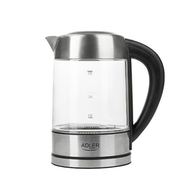 Vattenkokare Adler AD 1247 Stålgrå Glas 2200 W 1,7 L