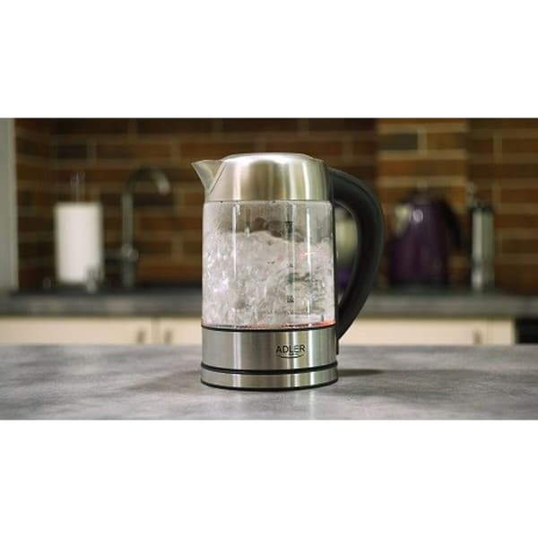 Vattenkokare Adler AD 1247 Stålgrå Glas 2200 W 1,7 L