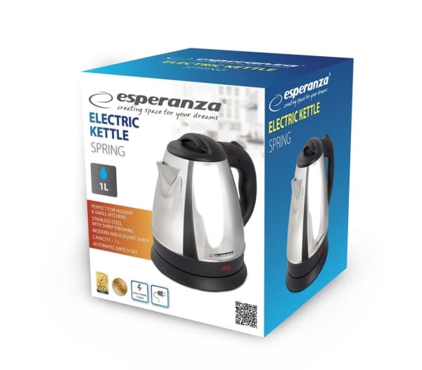 Esperanza EKK116S elkedel 1L 1350 W sølv