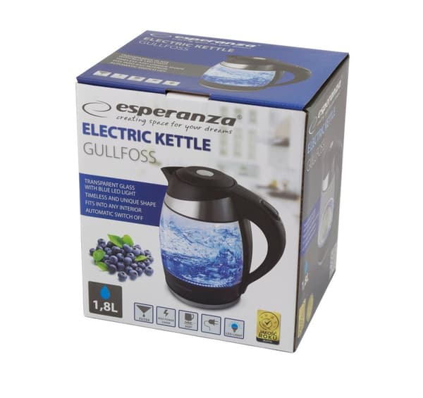 Esperanza EKK009 vedenkeitin 1,8 L Musta, Monivärinen 2200 W