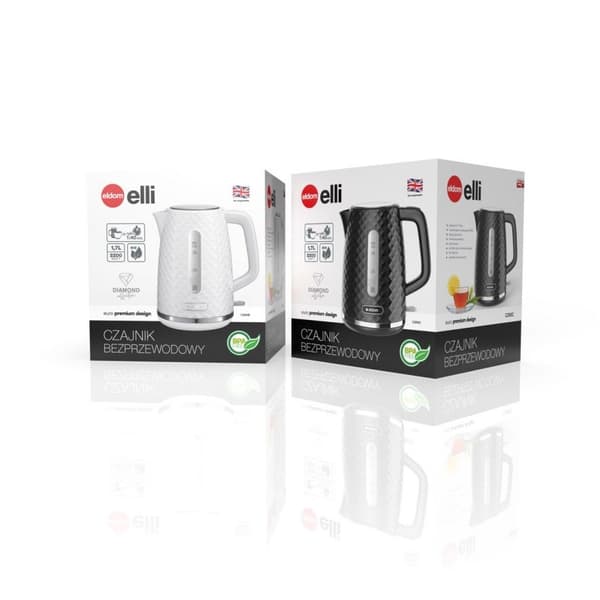 C280B ELDOM elkedel ELLI, kapacitet 1,7 l, effekt 2200 W, sort, strix, hvid