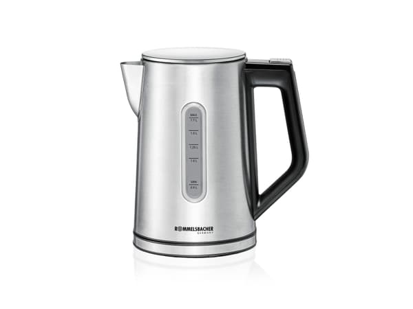 Rommelsbacher Wasserkocher WK 3000, 1,7 l, 3000 W, Sort, Rustfritt stål, Rustfritt stål, Justerbar termostat, Vannivåindikator