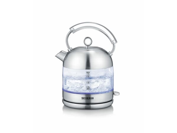 Severin WK 3459, 1,7 L, 2400 W, Ruostumaton teräs, Lasi, Ruostumaton teräs, Veden tason ilmaisin, Ylikuumenemissuoja