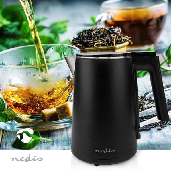 Nedis Vannkoker | 1.0 l | Plast | Sort | Roterbar 360 grader | Skjult varmeelement | Strix® kontroll | Koketørr beskyttelse