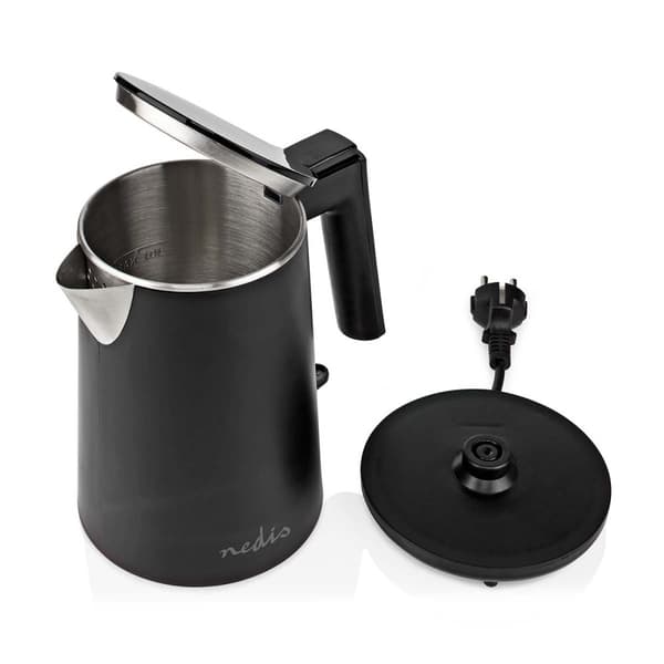 Nedis Vannkoker | 1.0 l | Plast | Sort | Roterbar 360 grader | Skjult varmeelement | Strix® kontroll | Koketørr beskyttelse